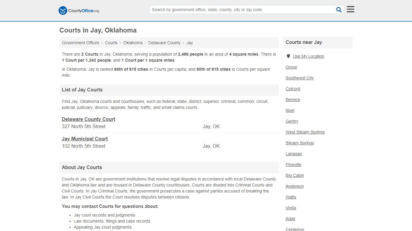 Courts - Jay, OK (Court Records & Calendars)